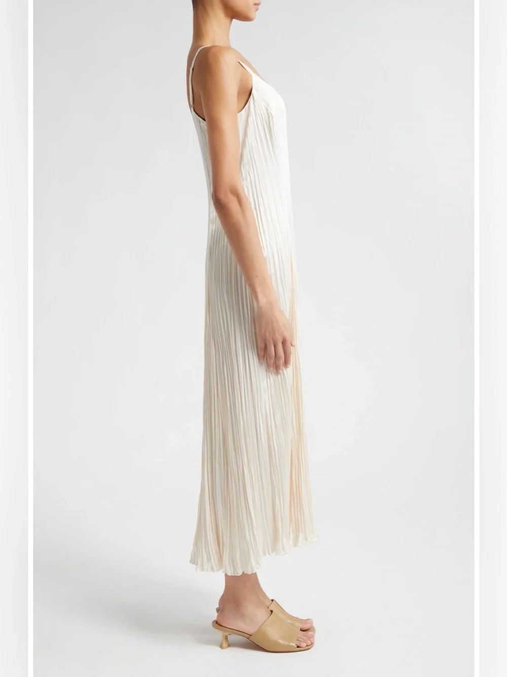 Vince Relaxed Plissé Satin Midi Slipdress Size Small Petite - Picture 3 of 10